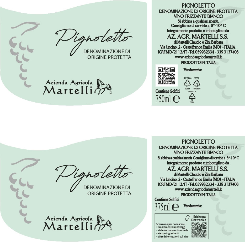 pignoletto argento 750 375 vini azienda agricola martelli